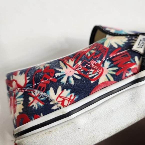 Vans Classic Slip-on Crew Graffiti Floral Red Blue Canvas Shoes Women's Size 10 - Picture 10 of 13